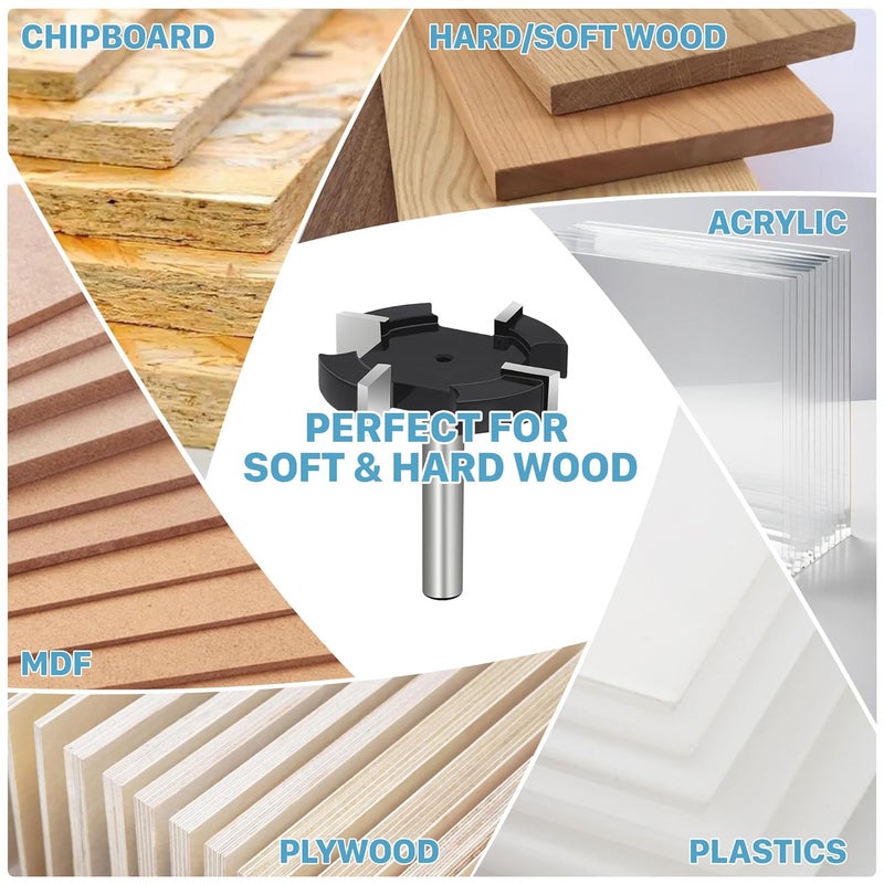 KEENTECH CNC Spoilboard Surfacing Router Bits, 1/4” Shank 1-1/2” Dia 3/10” Cutting Depth, YG6X, Wood - Image 5
